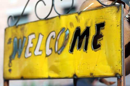Yellow Welcome Sign