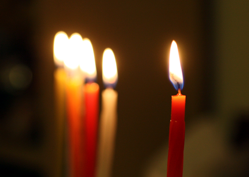 Chanukah candles burning bright on our 2nd Birthday!