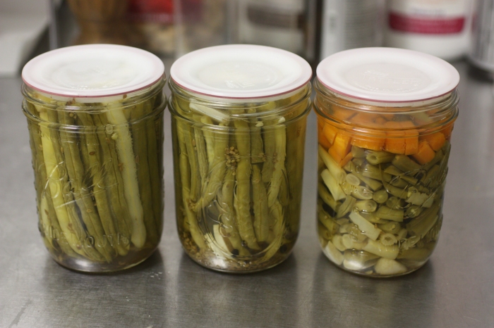 Pickled green beans, and some carrots.