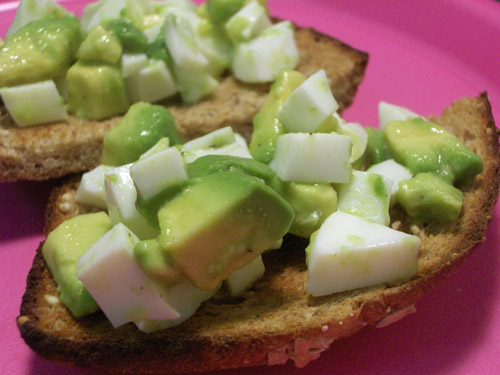 Egg white avocado salad on toast
