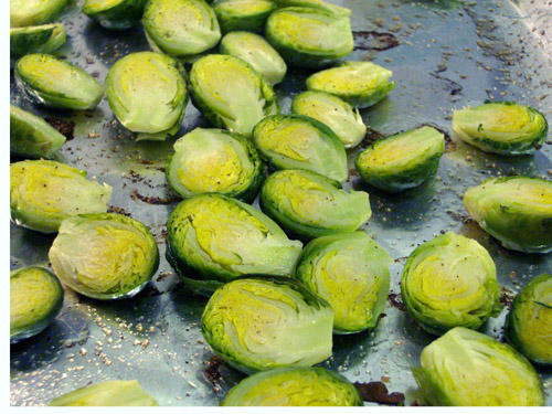 Steam-roasted Brussels sprouts